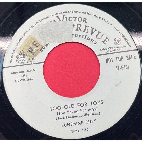 Sunshine Ruby Little Girl Love / Too Old For Toys 45 Vinyl 50s Country Promo - Picture 1 of 6